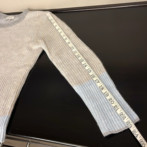Kinross Cashmere ribbed knit pullover sweater, colorblock pastel colors, Sz L - Picture 9 of 10